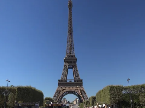 Tilt up and down of the Eiffel Tower and the traffic, Paris France stock footage Stock Footage 78282106