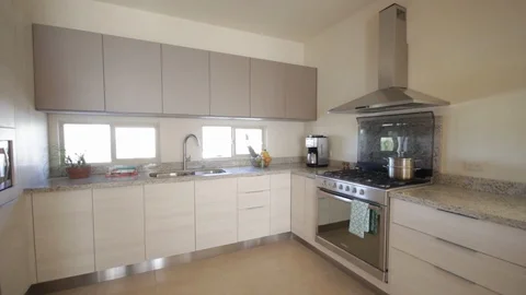 Tilt up and down modern kitchen Stock Footage 115212133