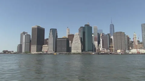 Tilt up and down river to lower Manhattan Stock Footage 40082008