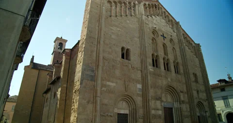 Tilt Up and Down View of St. Michele Basilica in Pavia, Italy Stock Footage 203269813
