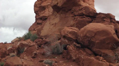 Tilt to Balanced Rock Stock Footage 30368506
