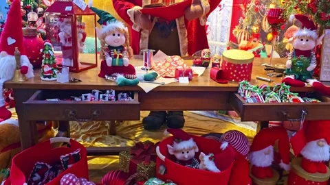 Tilt-Up Christmas Workshop Store Display Stock Footage 321893320