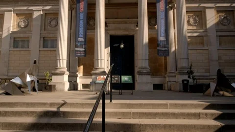 Tilt clip up the facade of the Ashmolean Museum Stock Footage 97432159