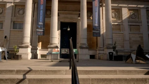 Tilt clip up the facade of the Ashmolean Museum Stock Footage 97432226