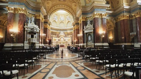 Tilt up clip of the interior of st stephen's basilica in budapest Stock Footage 119003836