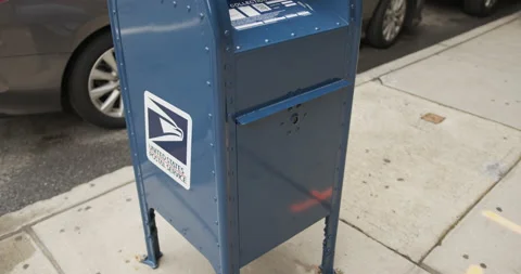 Tilt Close Up of a USPS Mailbox Stock Footage 138567780