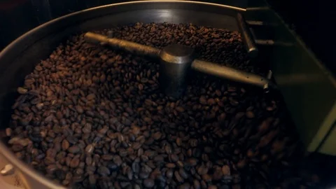 Tilt Up Of A Coffee Roasting Machine Stock Footage 88449814