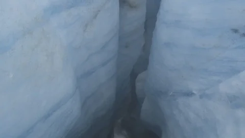 Tilt Up Depth of Glacier Moulin Wrangell St. Elias Stock Footage 121540206