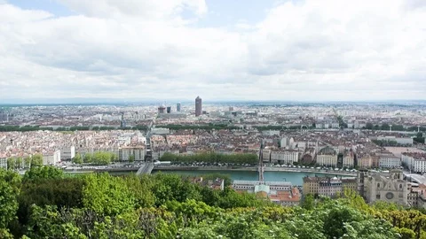 Tilt don from still drone over Lyon city Stock Footage 115361753