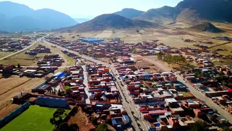 Tilt-down Aerial drone 4k footage of Betanzos Potosí Bolivia Stock Footage 138534391