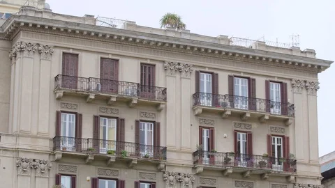 Tilt down, Apartments in Palermo, Sicily Stock Footage 88620187