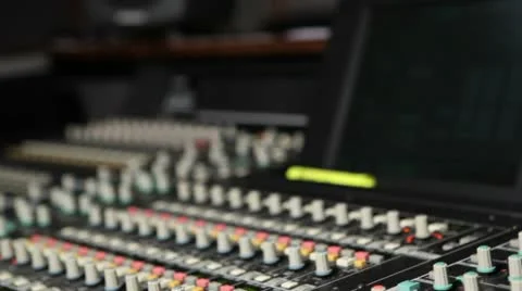 Tilt down audio console to main faders Stock-Footage 10688631