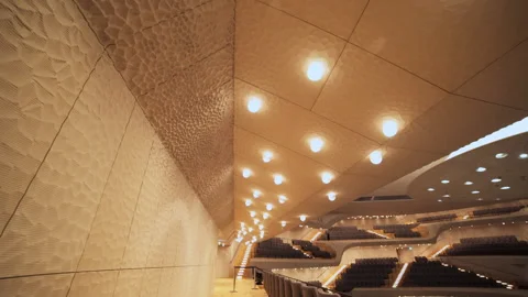 Tilt down from the beautiful wall designs and lighting concepts of the Vídeo Stock 202111206