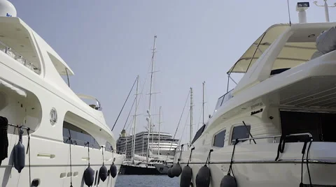 Tilt down between two boats Stock Footage 54908579