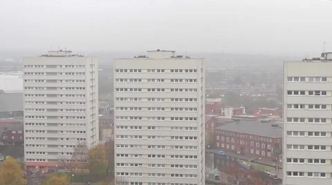 Tilt Down Birmingham City Centre Skyline - High Rise Buildings, Flats 動画素材 44525032