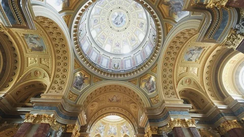 Tilt down clip of the interior of st stephens basilica in budapest Stock Footage 118805598