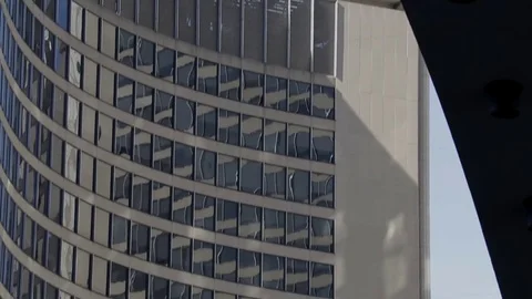 Tilt down close up shot of Toronto's City Hall Stock Footage 72231771