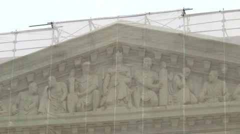 Tilt down closeup shot of the US Supreme Court in Washington DC Stock Footage 47052080