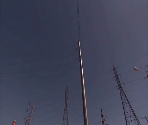 Tilt down to coal power station Stock Footage 86692077