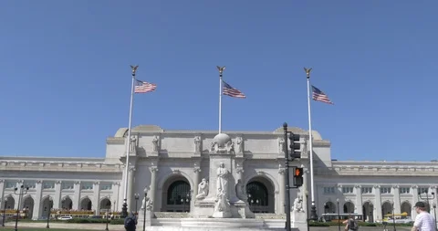 Tilt Down to Columbus Circle of Washington DC Union Station Stock Footage 108790927