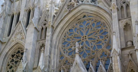 Tilt down CU on old New York City church Stock Footage 67249287