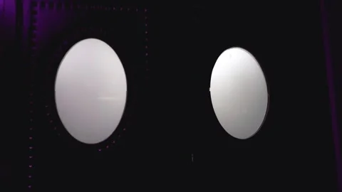 Tilt down of double doors exit sign night Manhattan New York 4k Stock Footage 254109673