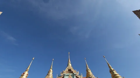 Tilt down on Facade of Buddhist Temple in Upcountry Thailand - Ban Krut 動画素材 38895077