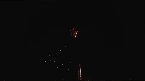 Tilt down with fireworks center Stock Footage 90256499
