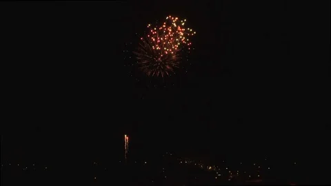 Tilt down with fireworks center Stock Footage 90256501