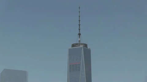 Tilt down Freedom Tower to old ships New York Stock Footage 40081018