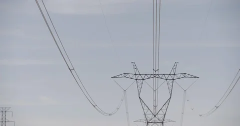 Tilt down High Tension Power Lines and T... | Stock Video | Pond5
