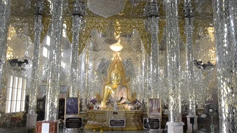Tilt down image Buddha and glass temple. 스톡 동영상 79781808