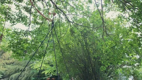 Tilt down on make shift swing outside Video stock 109095123