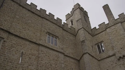 Tilt down to the moat under Leeds Castle Stock Footage 126549236