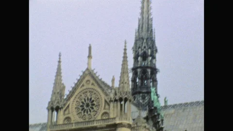 Tilt Down from Notre Dame Spire-Super 8-Paris Stock Footage 128519713