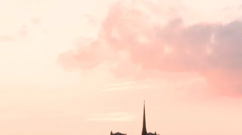 Tilt Down to Notre Dame at Sunset 1 Stock Footage 52807152