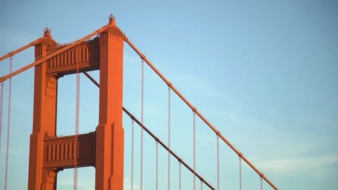 Tilt down of one Golden Gate Bridges towers Stock Footage 87124014
