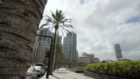 Tilt down to one of Zaitunay Bay's entrances, Beirut, Lebanon Stock Footage 119068667