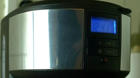 Tilt Down Over A Coffee Machine In Function, Fragrant Coffee Brewing, Morning Stock Footage 85555804