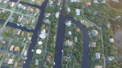 Tilt Down Over Ocracoke Canals Stock Footage 128396126