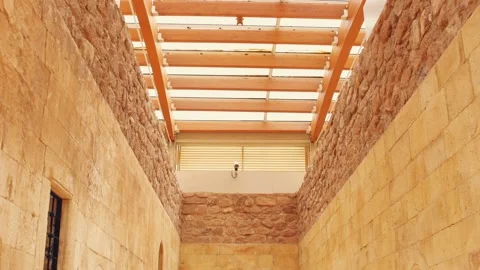 Tilt down panning view room in Ishak Pasha palace near Dogubeyazit, Turkey Stock Footage 193596329