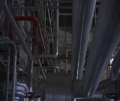Tilt down pipes inside Shenhua Sanhe power station. Stock Footage 86746431