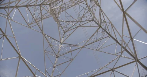 Tilt Down Power Line Tower Detail Stock Footage 89942643