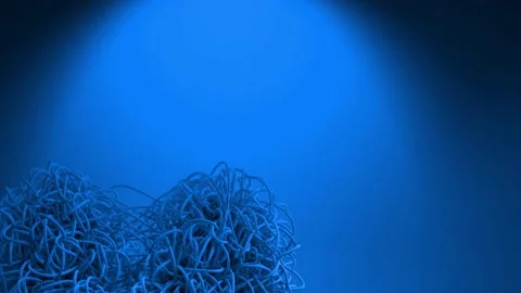 A Tilt down to reveal heart made of blue strings behind blue background Stock Footage 155301853