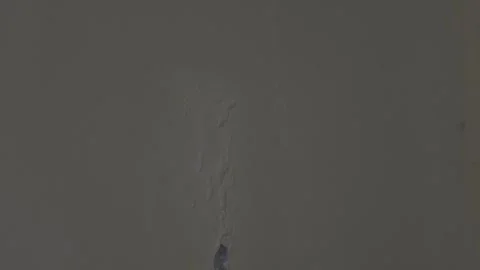Tilt Down Reveal of a Vertical Crack and Water Damage on an Interior Wall Stock Footage 345131959