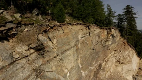 Tilt down rock collapse site on mountainside. Stock Footage 86756638