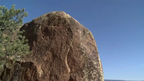 Tilt Down Rocks With Petroglyph Stock Footage 90919214