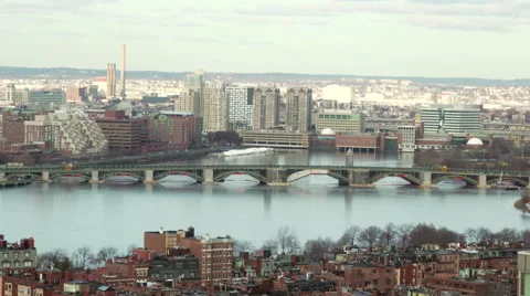 Tilt Down to Salt and Pepper Bridge in Boston Stock Footage 46365803
