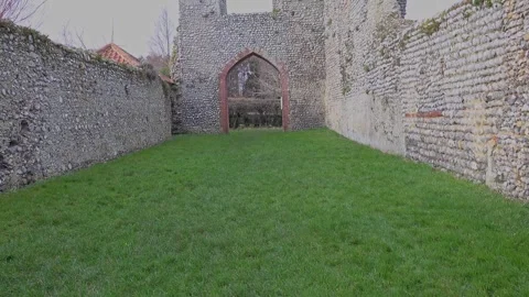 Tilt down shot of ancient priory ruins Video stock 262918590