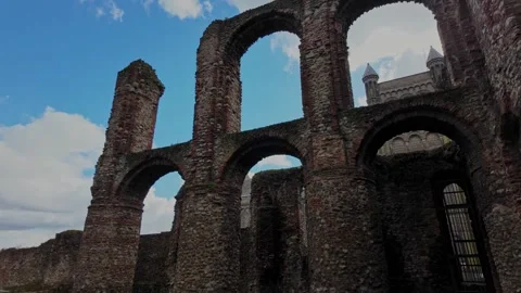 Tilt down shot of ancient priory ruins Stock-Footage 270375319